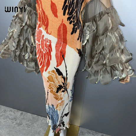 Robe plissée élastique WINYI, paréo de plage bohème, caftan, abaya, robe de soirée longue de luxe pour femme musulmane, style Dubaï