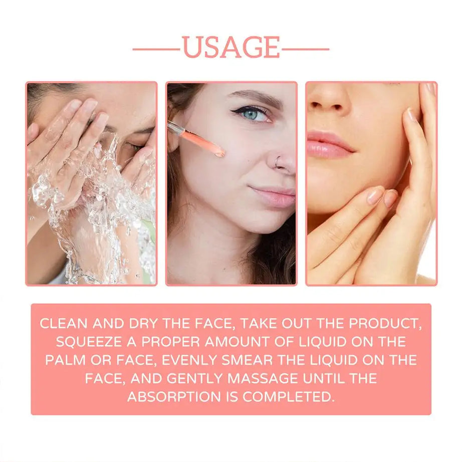 Sérum visage 5 en 1 : Atténue les ridules, raffermit, hydrate et illumine le teint, enrichi en vitamine C et en acide hyaluronique, resserre les pores. Soin de la peau.