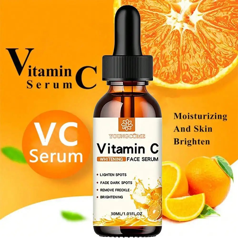 Essence pour le visage à la vitamine C contenant de l'acide hyaluronique, estompe les taches brunes, hydrate, répare et lutte contre le vieillissement cutané. Soin du visage 30 ml