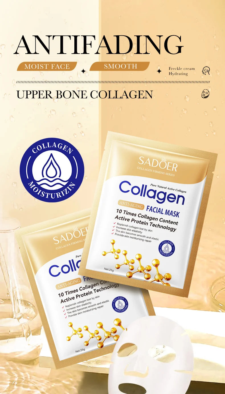 Lot de 10 masques faciaux anti-rides au collagène, anti-âge, atténue les ridules, raffermit la peau, hydrate et illumine le teint, cosmétique coréenne