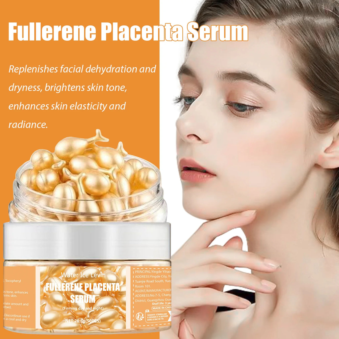 50 capsules de sérum au collagène pour le visage, anti-imperfections, anti-acné et anti-rides, raffermissantes et éclaircissantes, à base d'acide hyaluronique. Nouveau soin de la peau.