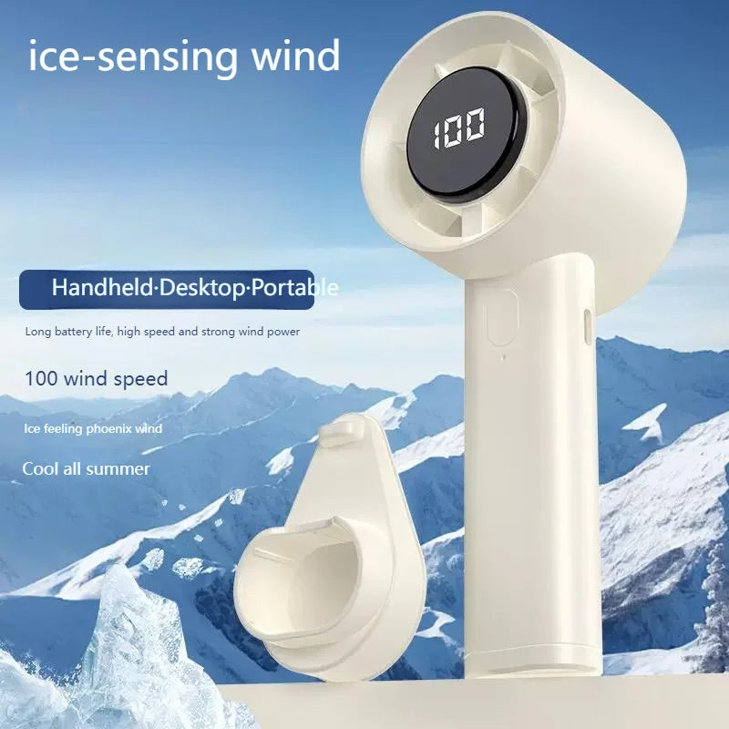 Mini ventilateur portable avec affichage LED, refroidissement par semi-conducteurs, 100 vitesses, batterie rechargeable USB, ventilateur d'extérieur