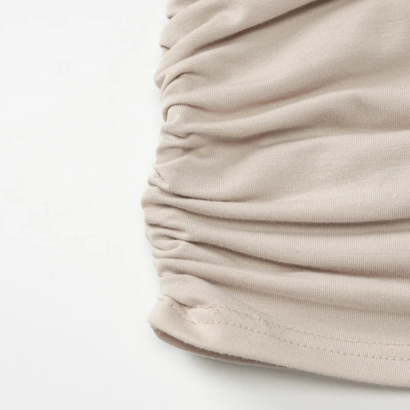 Robe mini Dulzura à épaules dénudées et manches longues, ornée de patchwork froncé, pour femme, tenue sexy, élégante et décontractée idéale pour les soirées et les clubs, printemps-été.