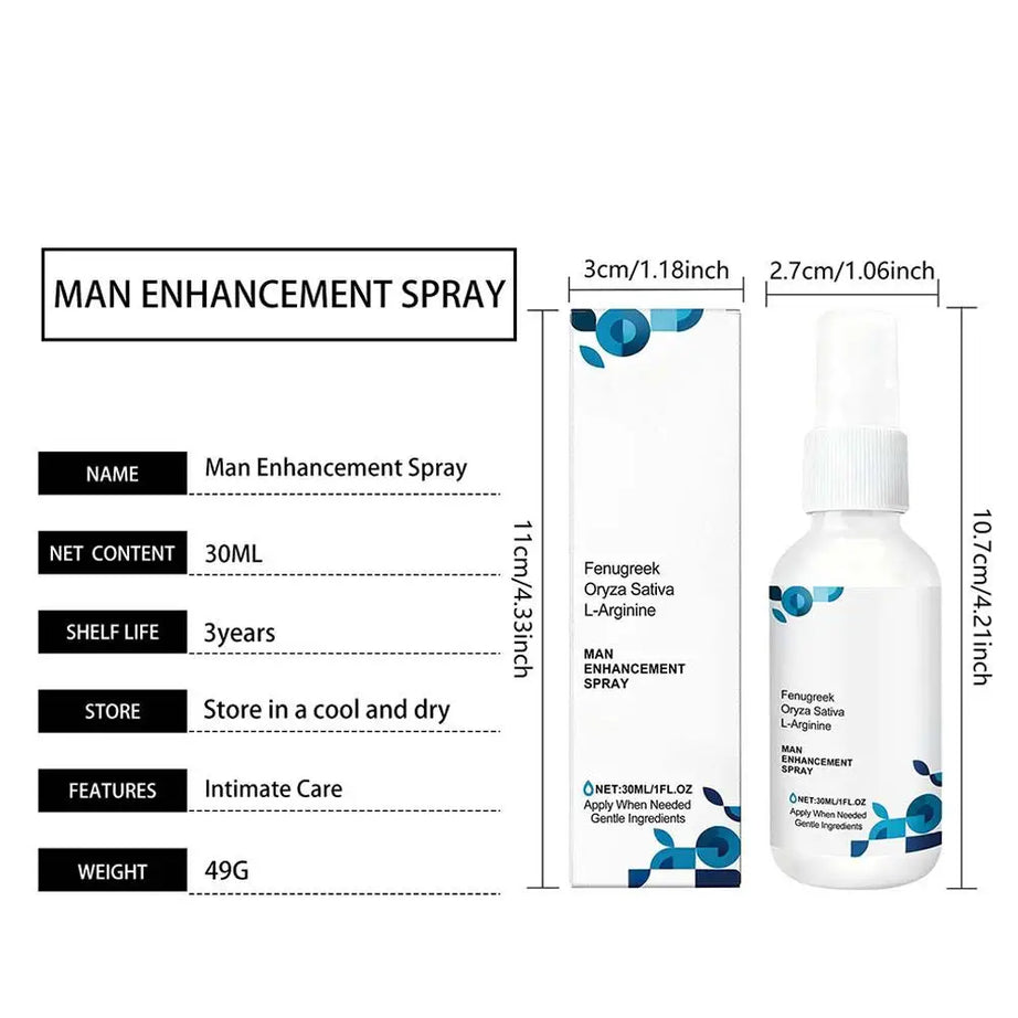 Spray stimulant pour hommes de 30 ml. Soin intime masculin. Agit rapidement et procure un soutien durable.