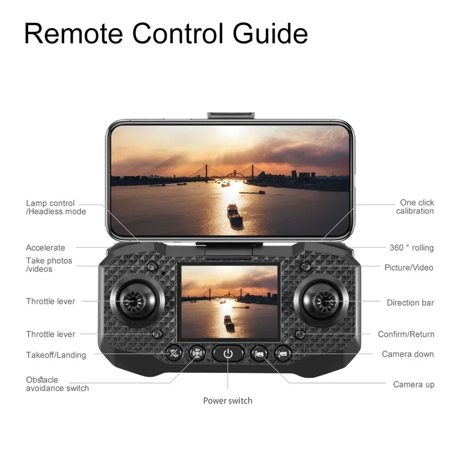 Drone M6 8K Pro original avec caméra HD 4K FPV Wi-Fi 5G pour prises de vue aériennes professionnelles. Quadricoptère radiocommandé avec écran intégré.