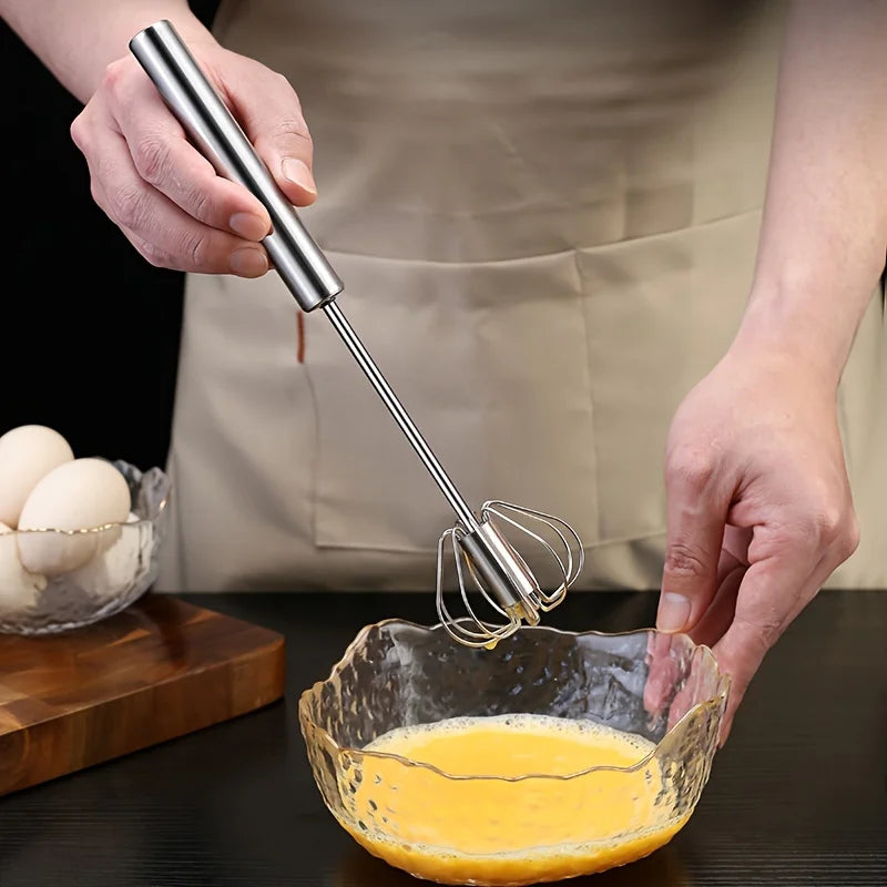 Batteur à œufs en acier inoxydable, mélangeur semi-automatique durable pour mélanger, remuer et battre les œufs sans effort, idéal pour la pâtisserie.