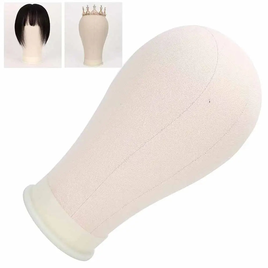 Tête de mannequin pour perruque de 53 à 58 cm (21 à 23 pouces) avec support, tête en toile pour la confection et la présentation de perruques, avec épingles.