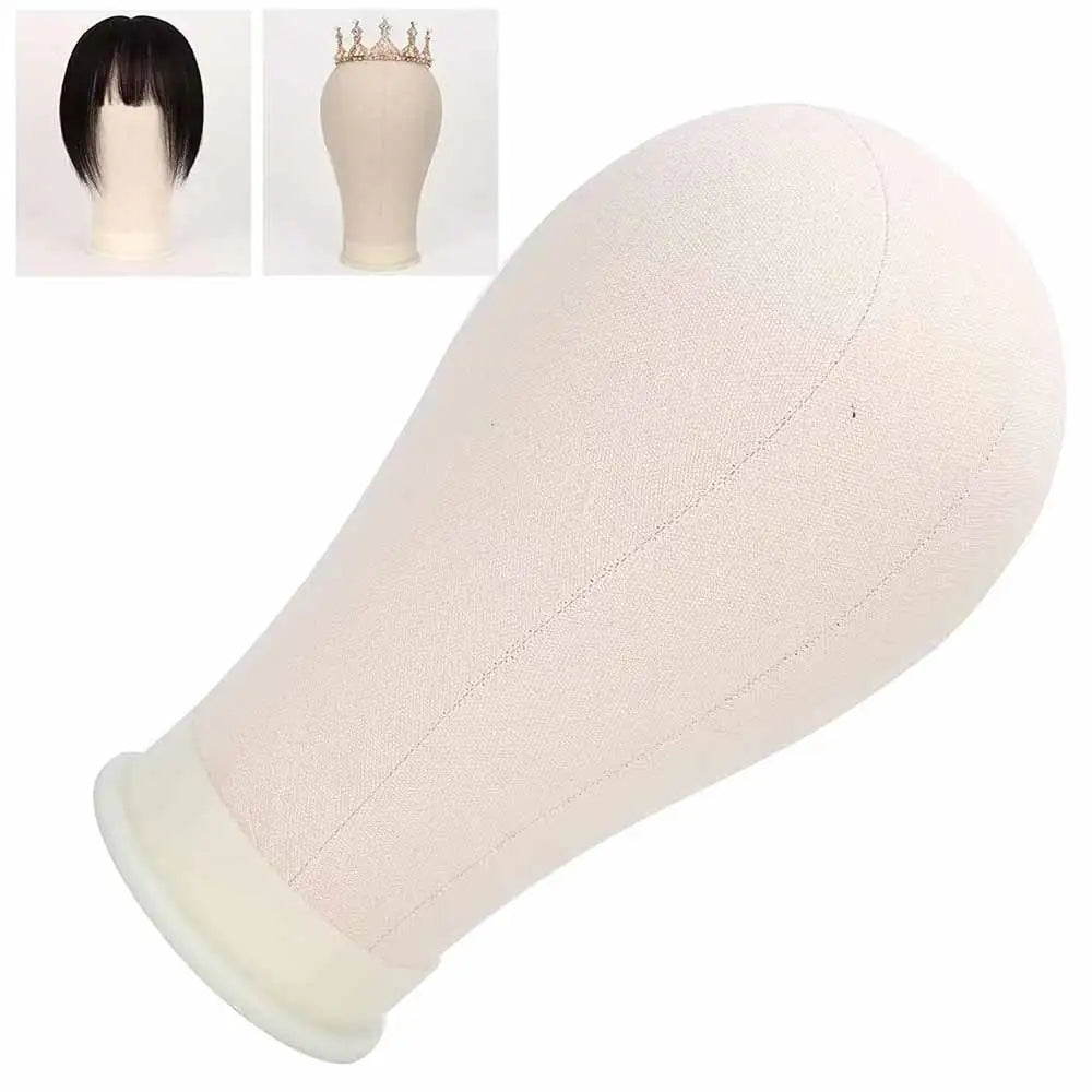 Tête de mannequin pour perruque de 53 à 58 cm (21 à 23 pouces) avec support, tête en toile pour la confection et la présentation de perruques, avec épingles.