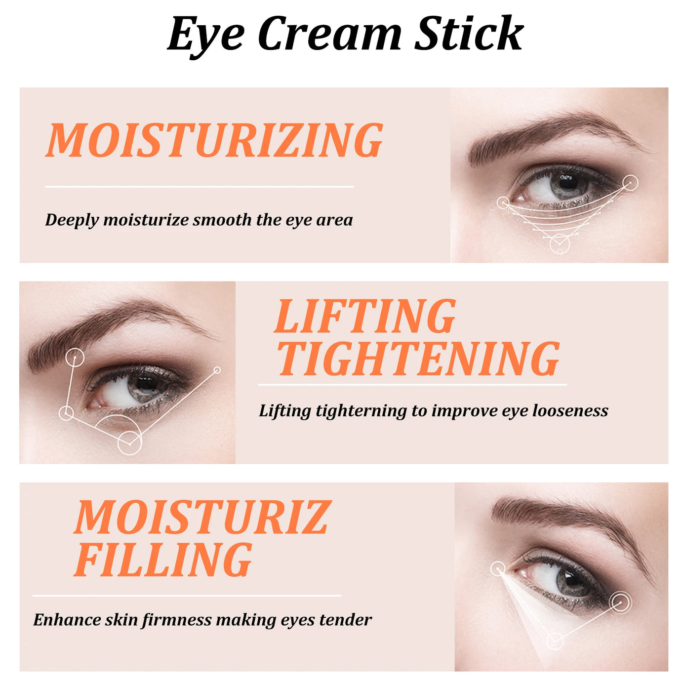 Stick contour des yeux à la bave d'escargot, collagène, atténue les ridules, les rides, éclaircit les cernes, raffermit les poches et réduit les gonflements. Crème contour des yeux hydratante.