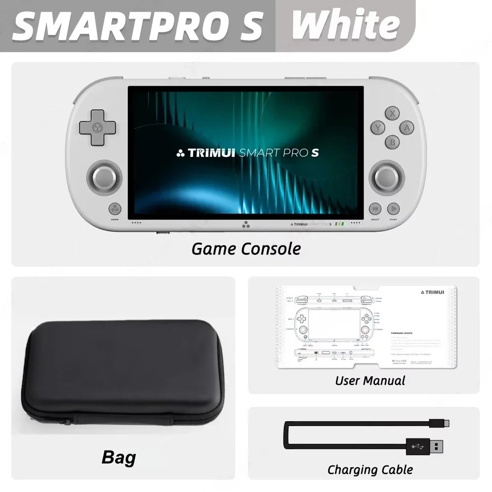 Console de jeu portable Trimui Smart Pro S, écran IPS 4,96 pouces, système Linux, joystick, éclairage RGB, jeu vidéo rétro, cadeau Smartpros