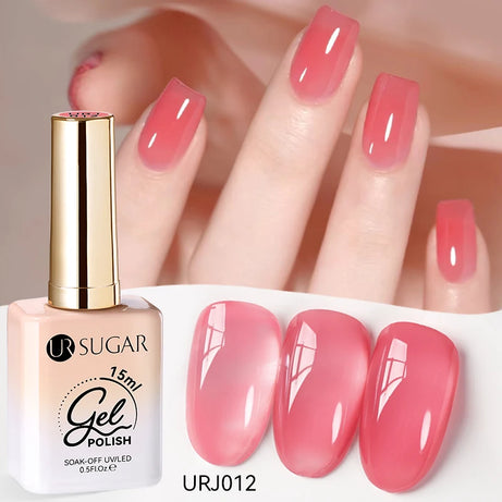 Vernis gel semi-permanent UR SUGAR 15 ml, couleur blanc laiteux translucide, effet gelée, UV, semi-permanent, pour nail art, à dissoudre. Dernière tendance.