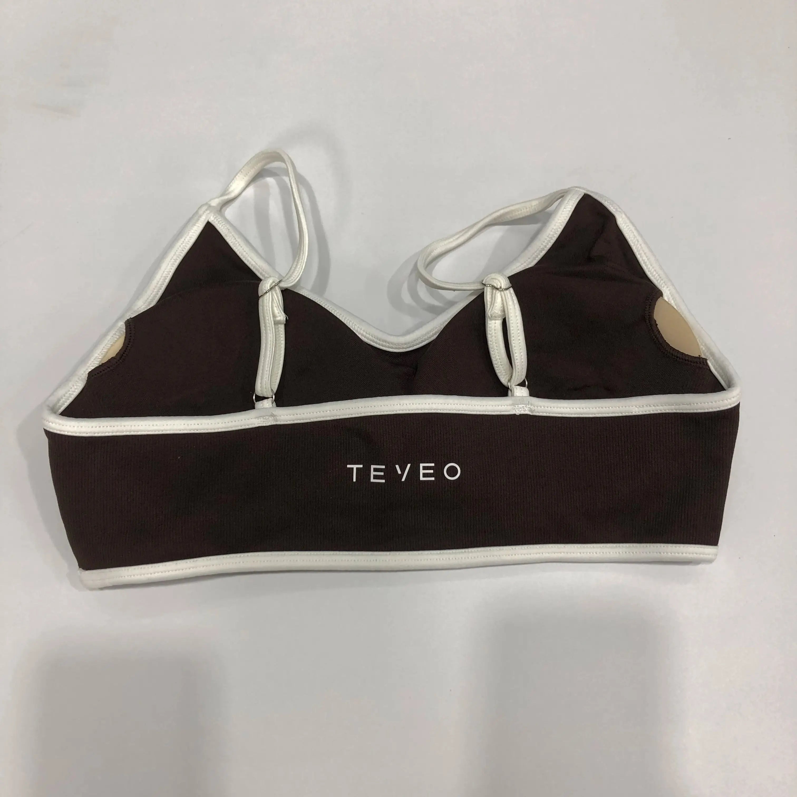 TEVEO Women's Backless Knitted Sports Bra Solid Color Summer Gym Fitness Top with Chest Cushion Sexy Suspender Yoga Bra