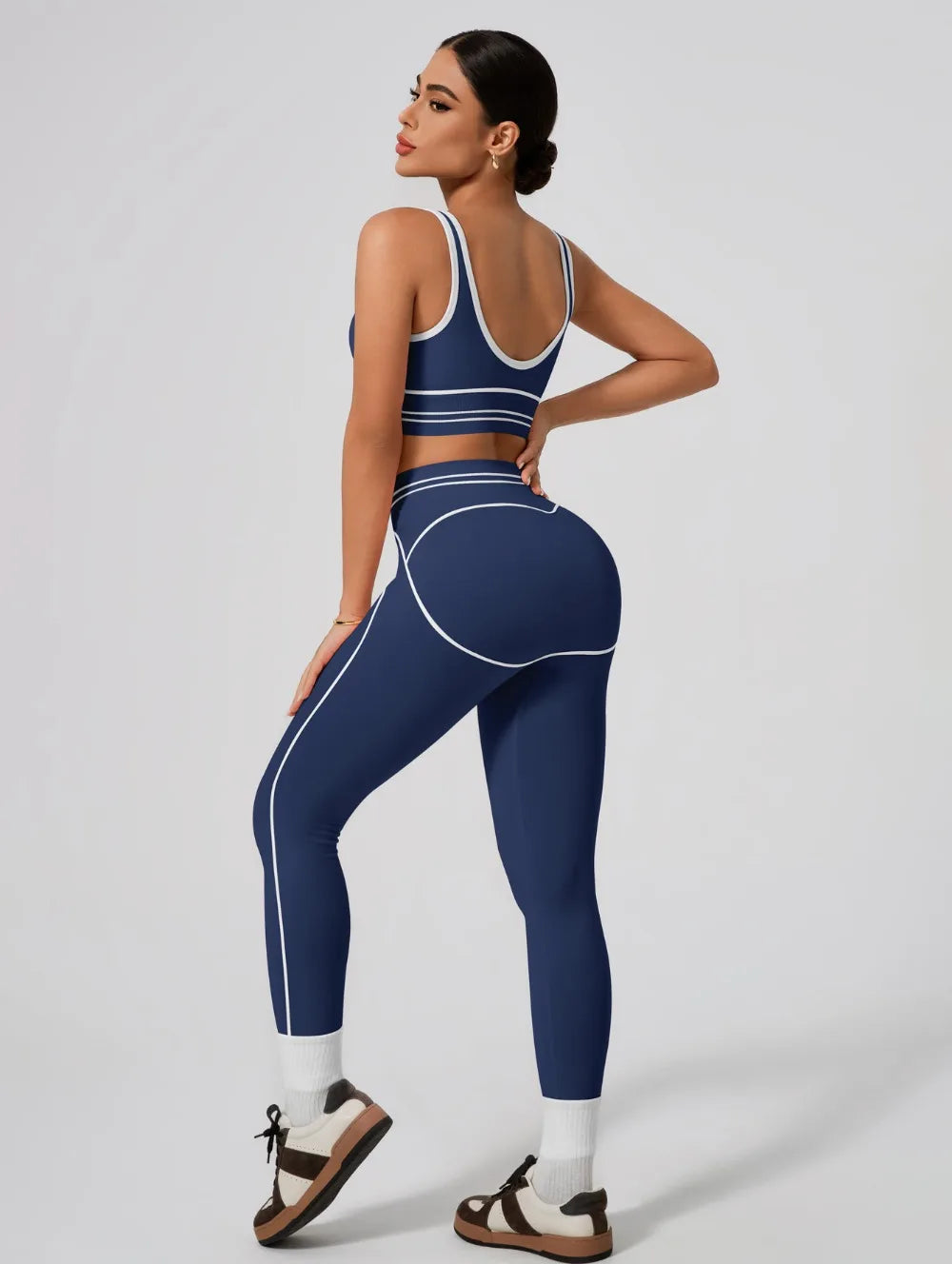Ensemble de yoga sans coutures pour femme - Soutien-gorge de sport et legging taille haute, tenue de sport idéale pour la salle de sport, le fitness et les exercices d'étirement.
