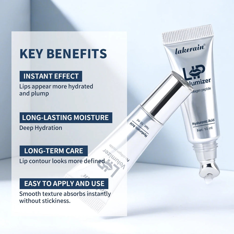 Aceite labial voluminizador instantáneo con ácido hialurónico Lakerain para reducir las líneas de expresión, esencia para el cuidado de los labios, brillo labial hidratante para mujeres.
