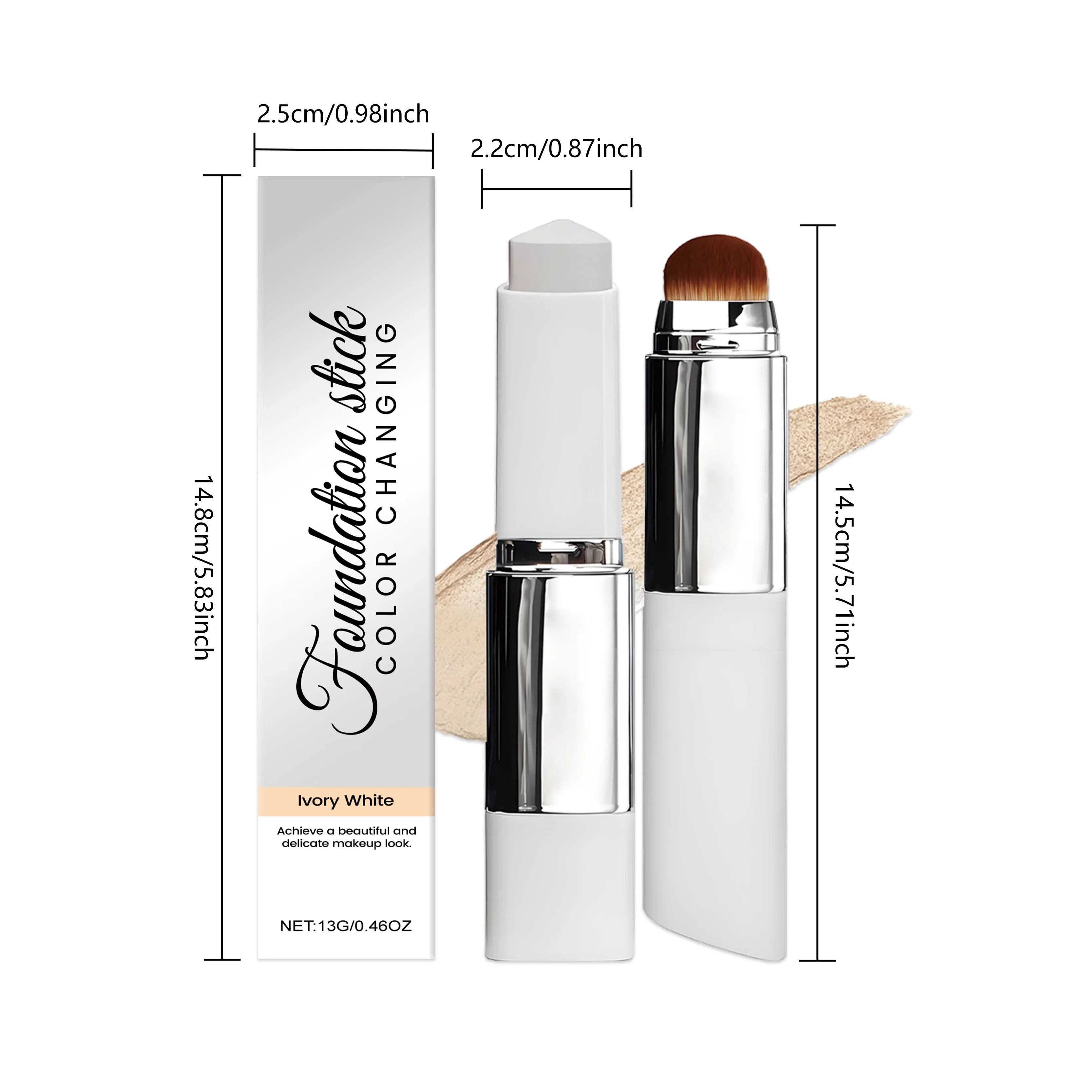 Fond de teint stick double embout avec pinceau, 3 teintes, léger, hydratant, illuminateur, matifiant, correcteur, fond de teint stick 2 en 1
