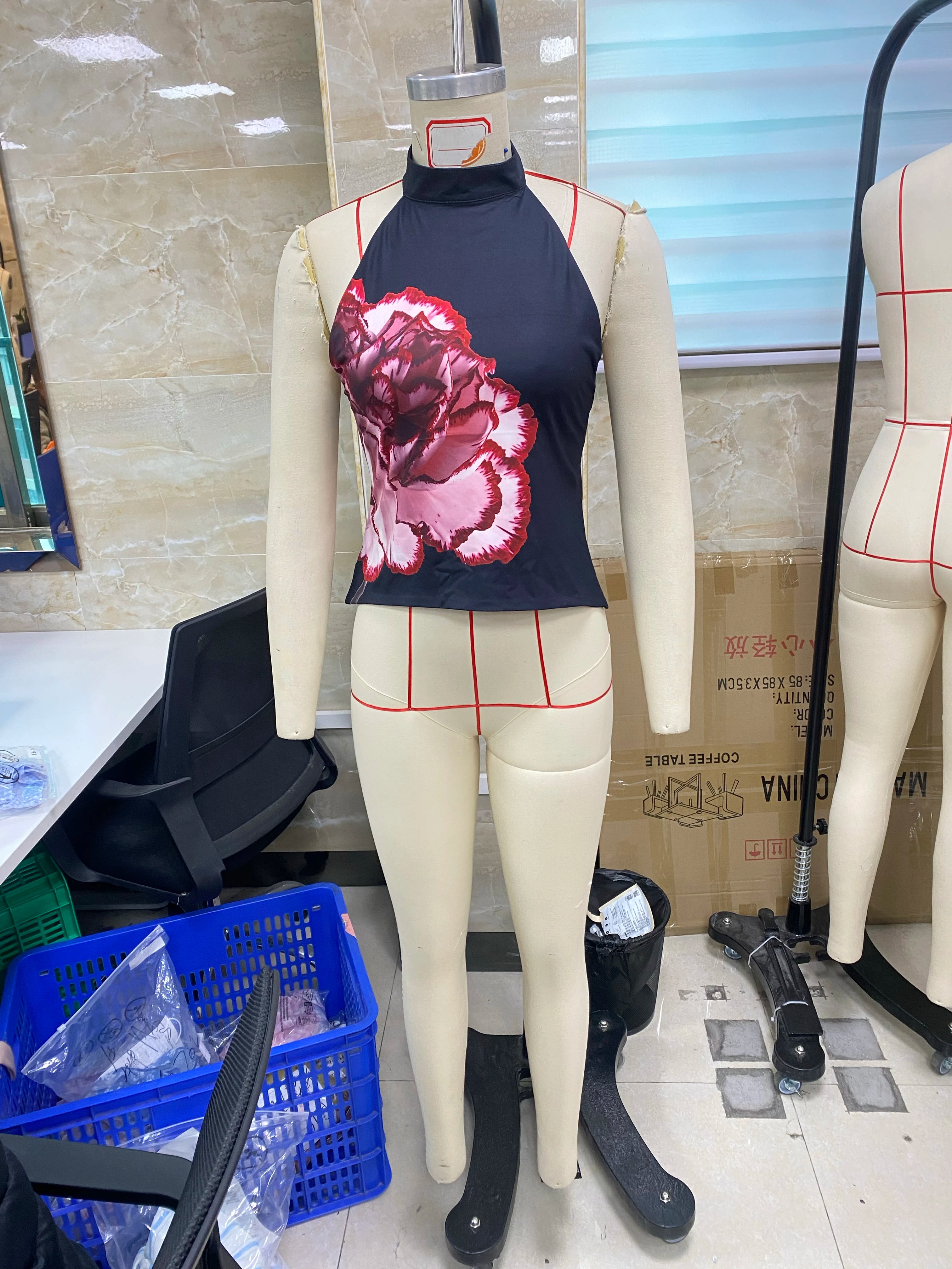 Combhasaki Débardeurs d'été pour femmes, style années 2000, à boutons, col halter, sans manches, dos nu, imprimé à pois/fleurs tie-dye