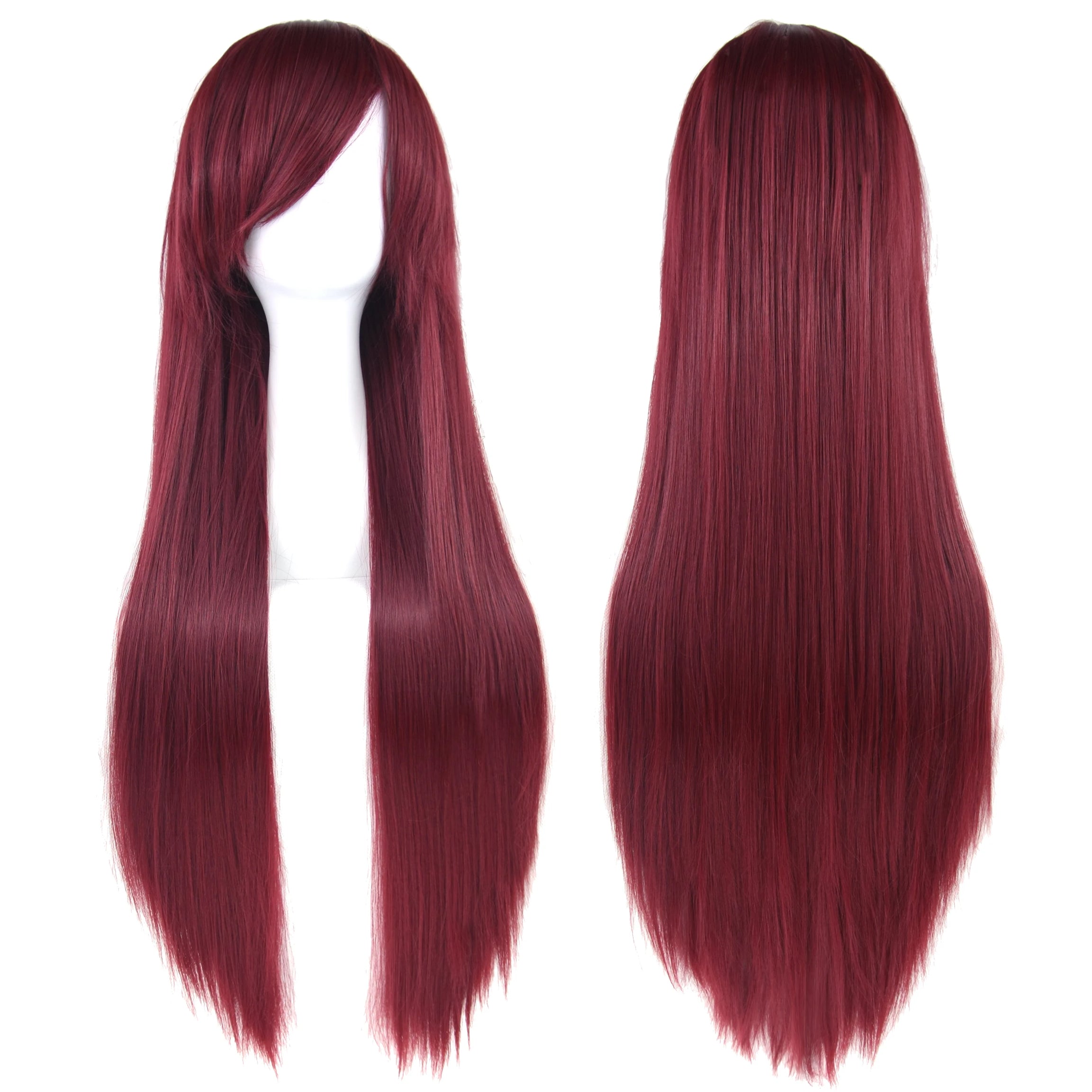 Perruque synthétique Soowee de 80 cm de long, blanche et violette, idéale pour le cosplay, les fêtes et les coiffures noires. Cheveux raides. Postiche pour femme.