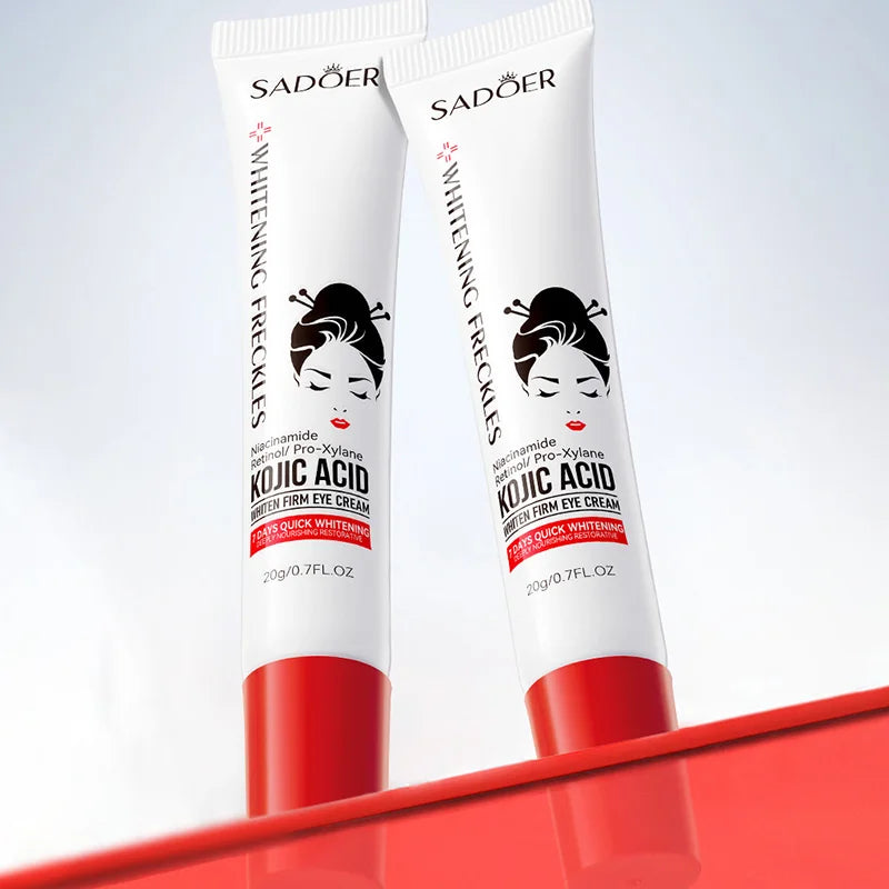 Crème contour des yeux SADOER à l'acide kojique et au rétinol : anti-cernes, atténue les poches, hydrate et raffermit le contour des yeux. Soin du regard.