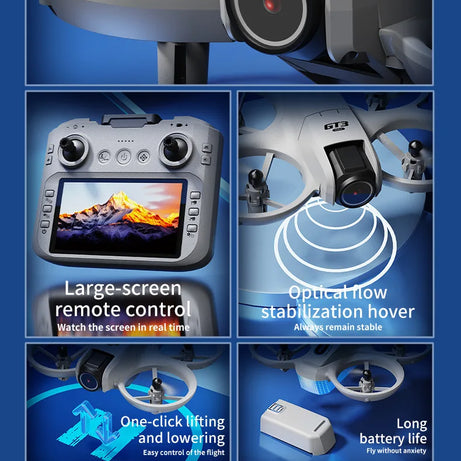Drone GT3 MAX 2025 - 8K HD 4,3" - Télécommande - Mode sans tête - Hélicoptère - Flip 360° - Quadricoptère - Jouet - Mini drone - Cadeau pour enfant