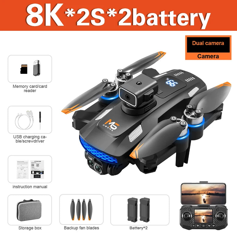 Drone M6 8K Pro original avec caméra HD 4K FPV Wi-Fi 5G pour prises de vue aériennes professionnelles. Quadricoptère radiocommandé avec écran intégré.