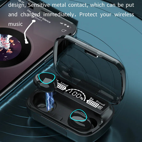 Nouveauté : Écouteurs sans fil M10, son parfait et haute qualité, idéaux pour le sport, les jeux et la musique. Écouteurs Bluetooth avec batterie externe.