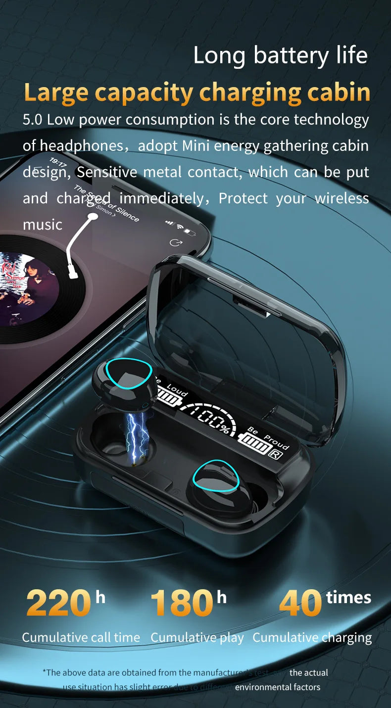 Nouveauté : Écouteurs sans fil M10, son parfait et haute qualité, idéaux pour le sport, les jeux et la musique. Écouteurs Bluetooth avec batterie externe.