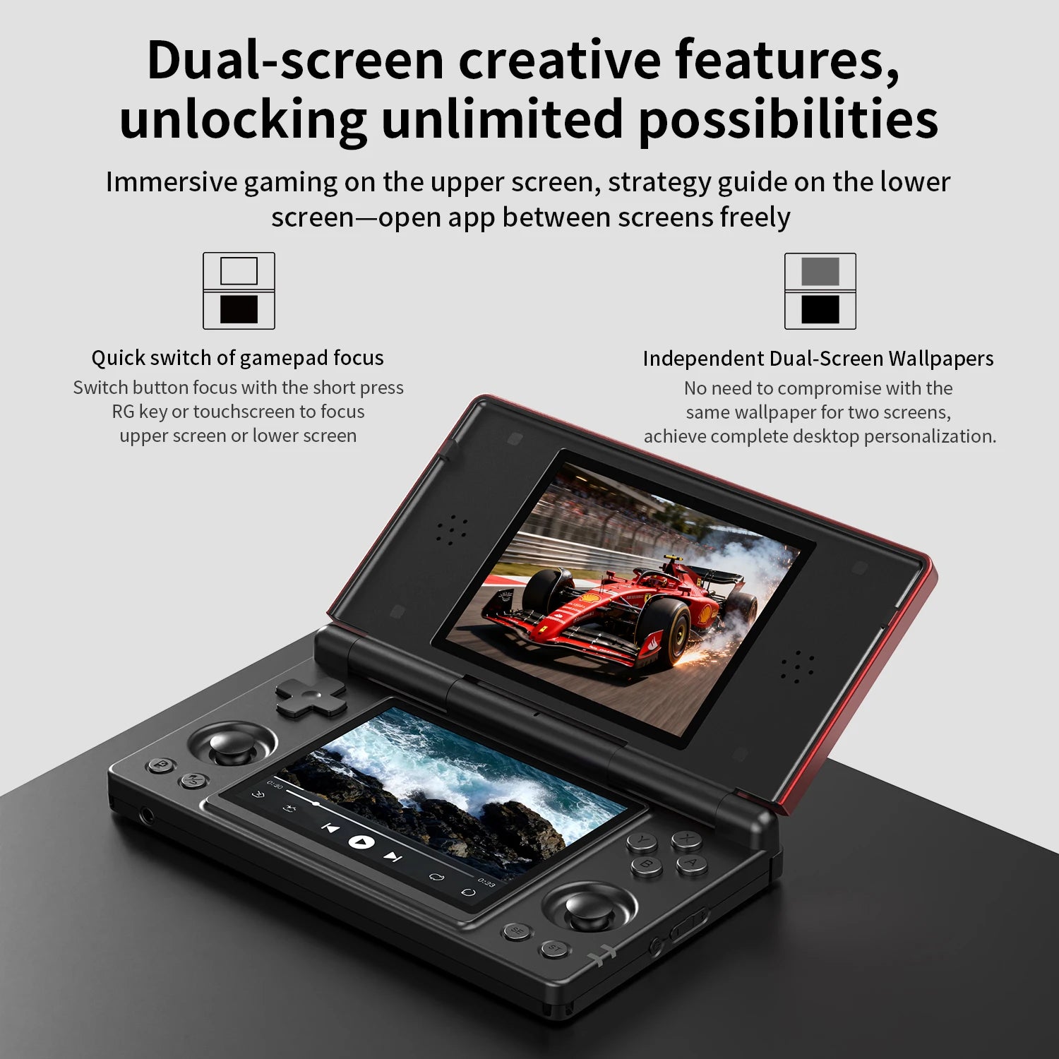 Console de jeux portable Anbernic RG DS, double écran IPS 4 pouces, Android, batterie 4000 mAh, lecteur de jeux vidéo à clapet, compatible avec le streaming Wi-Fi RixelHK