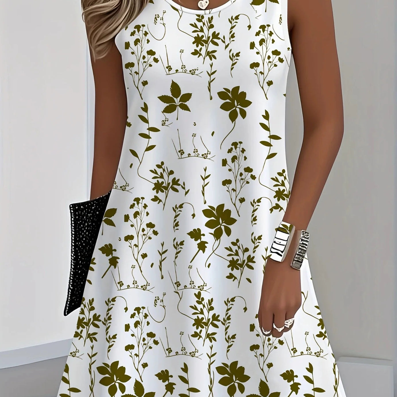 2025 Women Sundress Floral Dress Casual Sleeveless O-Neck Loose Mini Dress Summer Women'S Tank Flower 3D Print Beach Short Dress