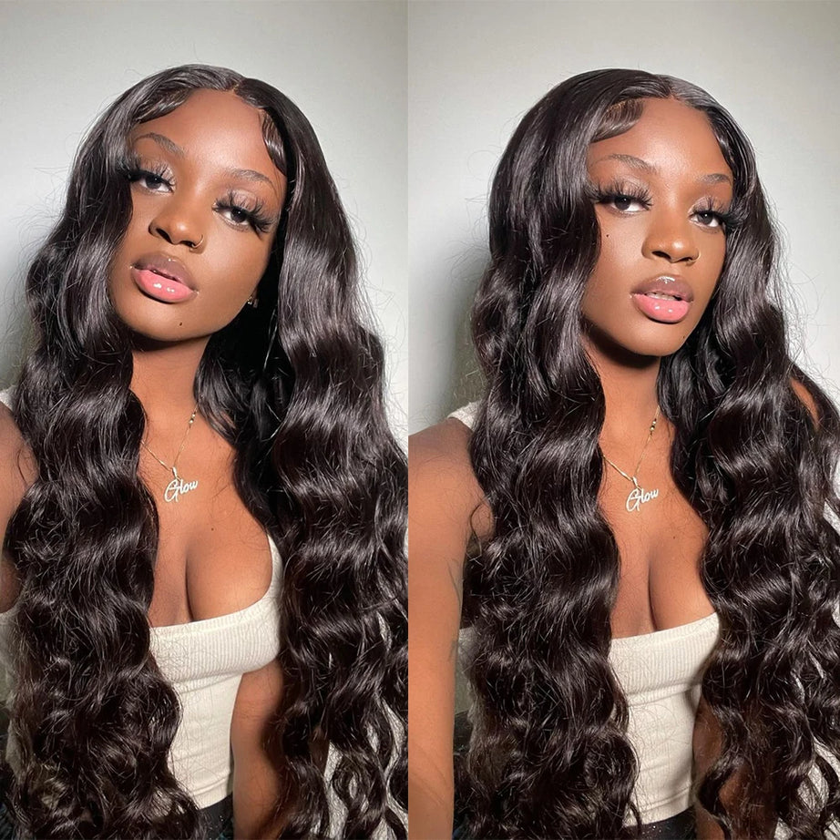 Perruque sans colle, densité 250, cheveux humains pré-épilés, ondulés, avec lace front pour femmes, fermeture en dentelle prédécoupée 4x4.