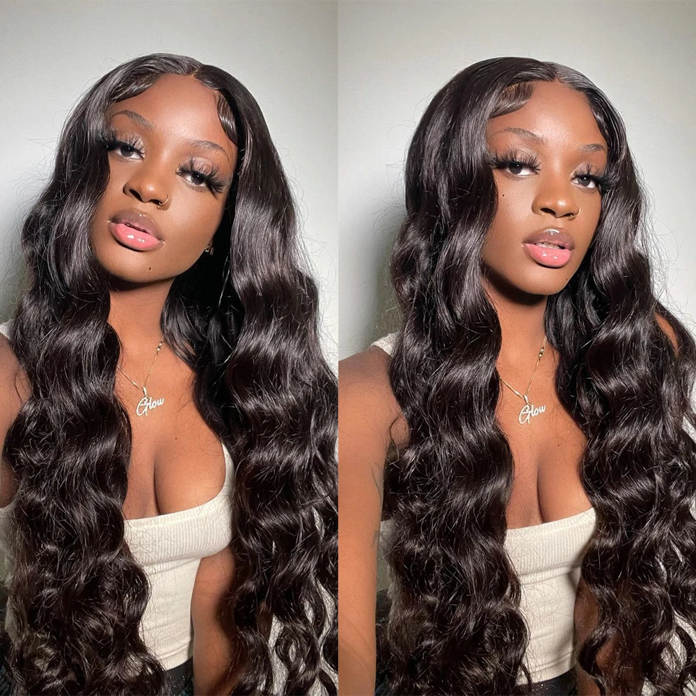 Perruque sans colle, densité 250, cheveux humains pré-épilés, ondulés, avec lace front pour femmes, fermeture en dentelle prédécoupée 4x4.