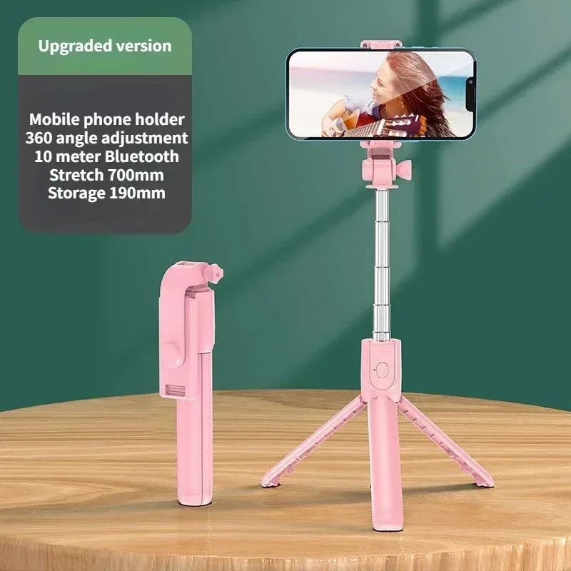 Perche à selfie sans fil avec trépied, lampe et télécommande Bluetooth extensible pour iPhone et streaming TikTok en direct