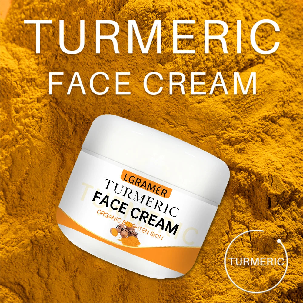 Crème visage éclaircissante au curcuma - Atténue les rides et ridules - Révèle un teint plus jeune et lumineux - Hydrate et soigne le visage