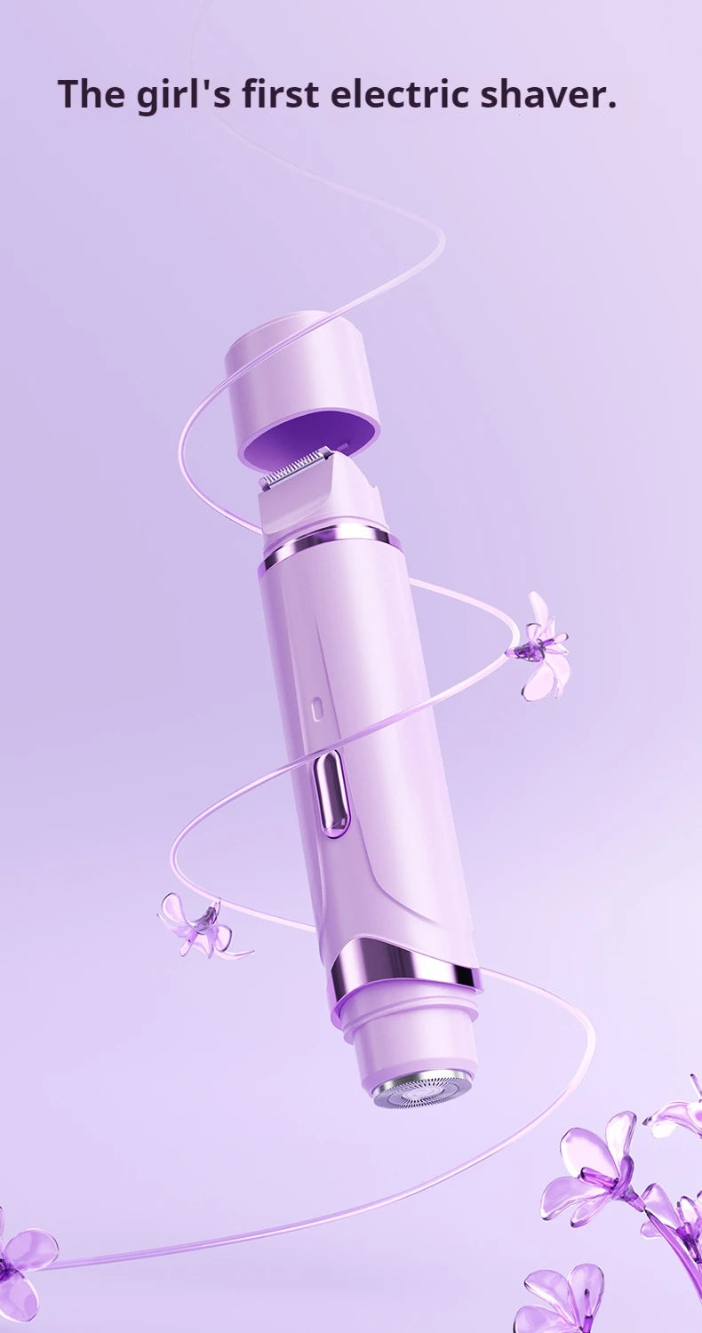 Rasoir électrique 2 en 1 pour femmes, épilation indolore, tondeuse corporelle rechargeable, épilateur pour aisselles et moustache