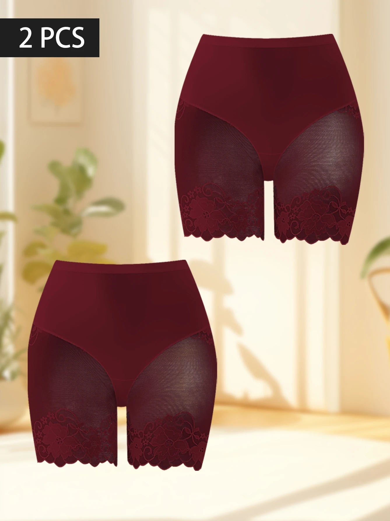 Lot de 2 culottes shorty transparentes pour femmes - Confortables, taille mi-haute, respirantes, ne roulent pas, idéales pour les soirées en amoureux et au quotidien