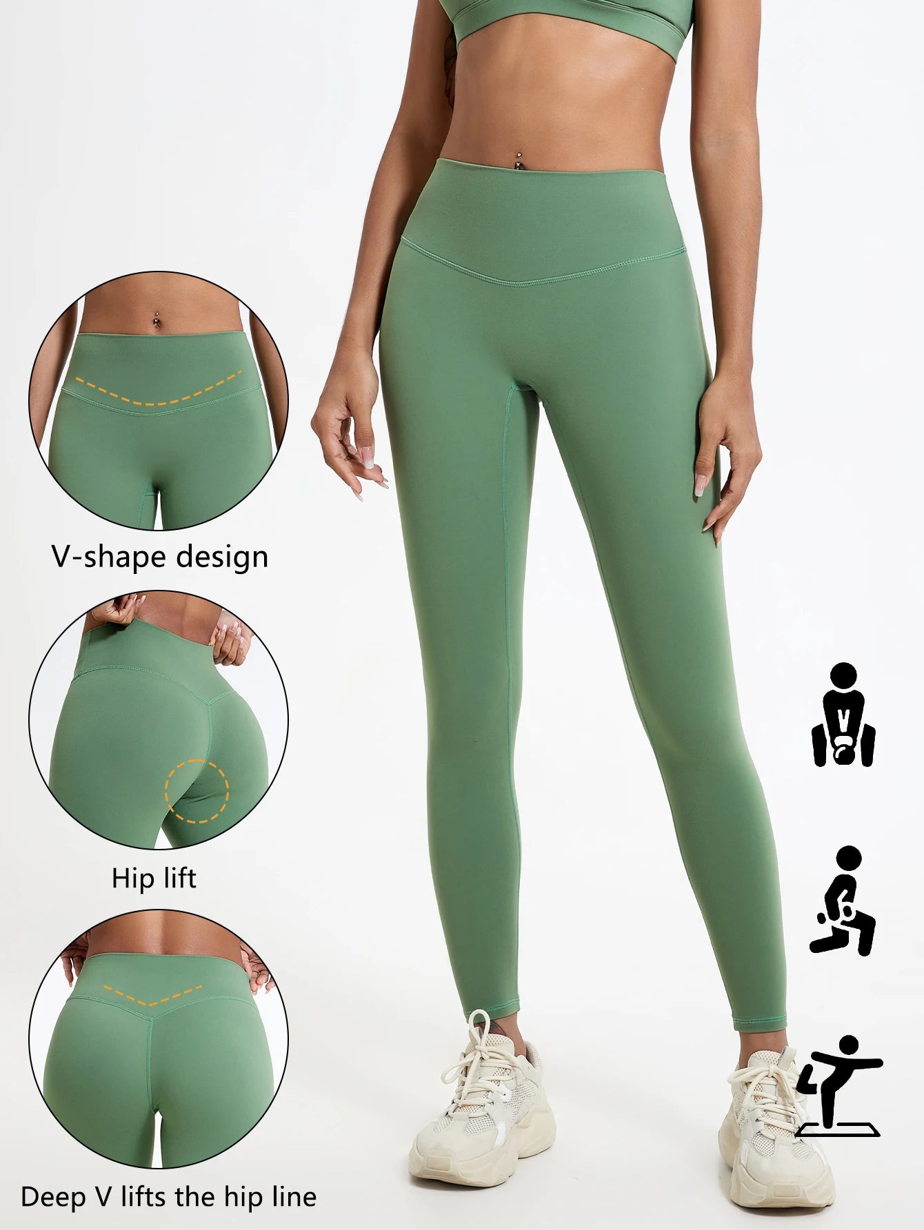Leggings taille haute Hearuisavy en tissu ultra doux, séchage rapide, parfaits pour la gym, le yoga et la course à pied. Effet push-up.
