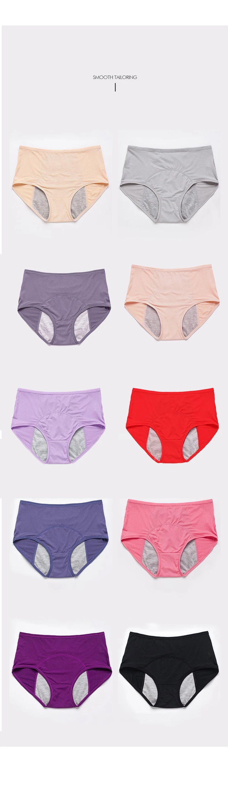 Lot de 2 culottes physiologiques pour femmes, culottes menstruelles anti-fuites, taille mi-haute, en soie glacée.