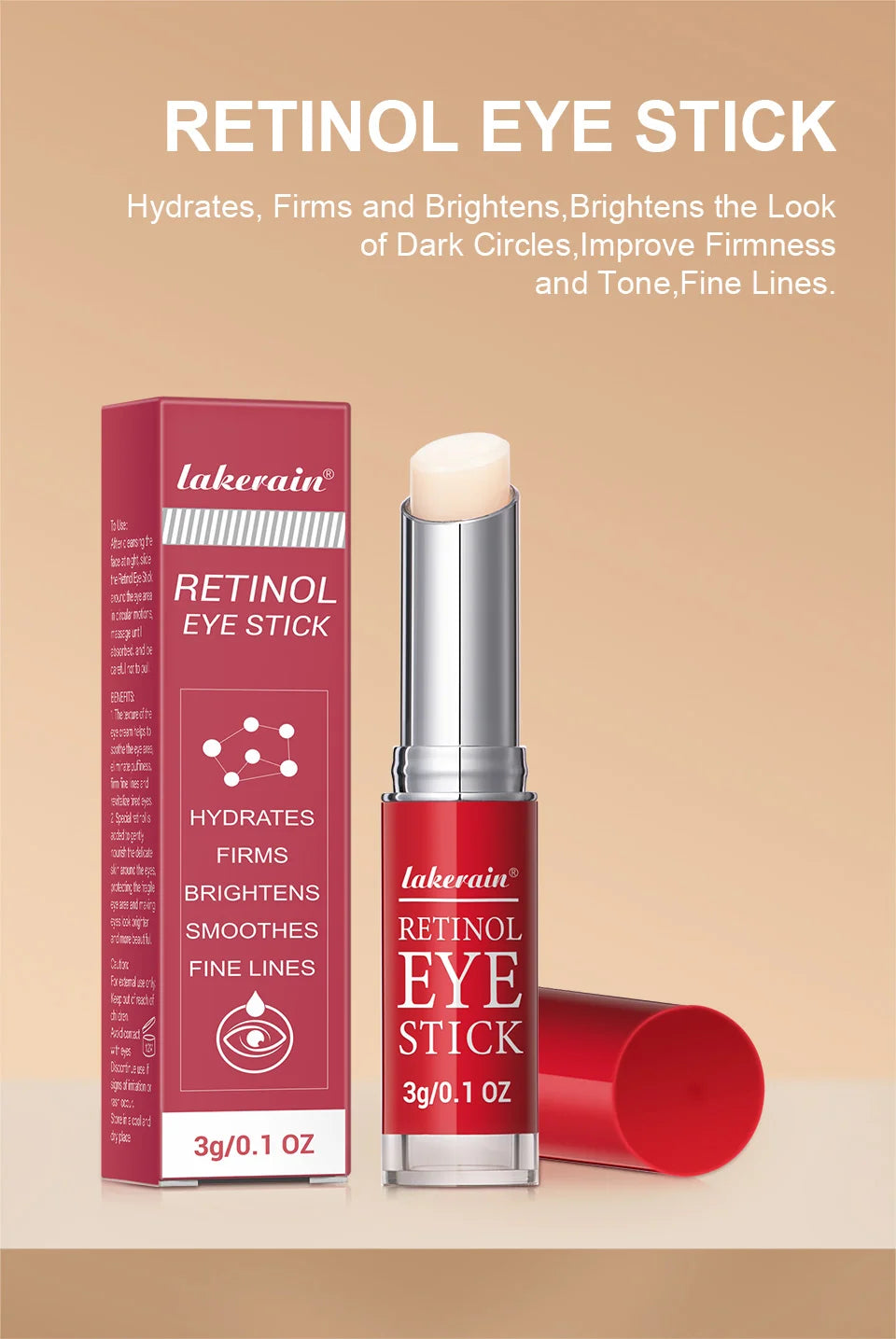 Crema de ojos con retinol para aclarar ojeras y reafirmar la piel. Sérum reparador instantáneo para el contorno de ojos para mujeres. Cuidado de los ojos femeninos.
