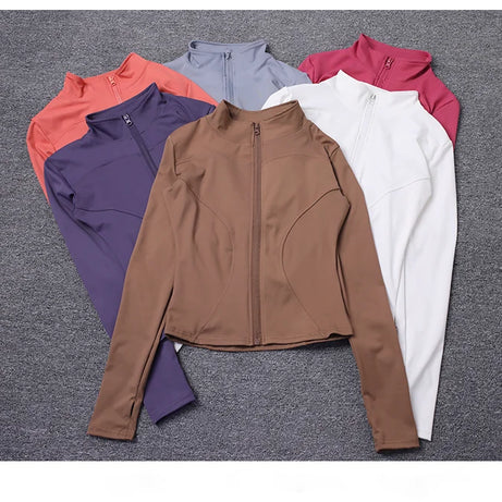 Women Sport Jacket Long Sleeve Shirt Workout Coat Gym Training Clothing Yoga Sportswear