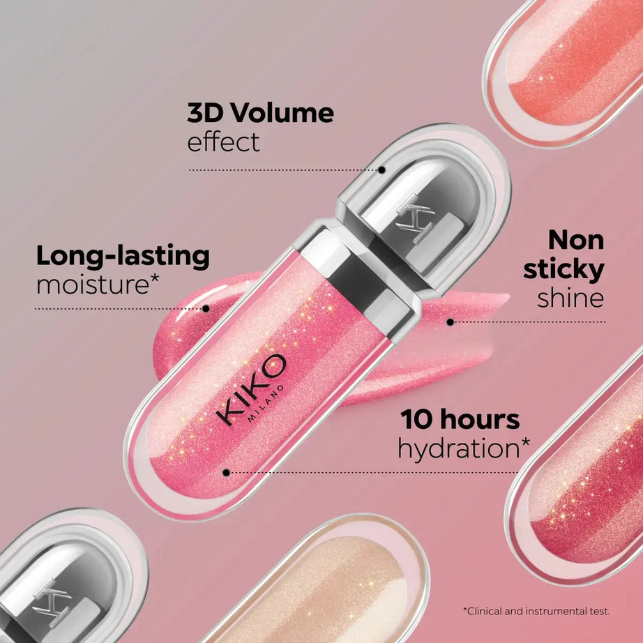 Kiko 3D Hydra LipGloss Blush waterproof longue tenue Maquillage scintillant Gloss à lèvres Brun Rose Mauve nacré