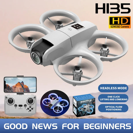Nouveau mini drone H135 WIFI FPV Hover, caméra 4K professionnelle, lumières colorées, drone RC pliable, quadricoptère, jouet RC, cadeau