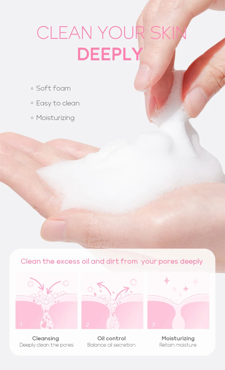 Nettoyant visage à la vitamine C, nettoyant en profondeur, hydratant, éliminateur de points noirs, soin du visage, mousse nettoyante, soin de la peau
