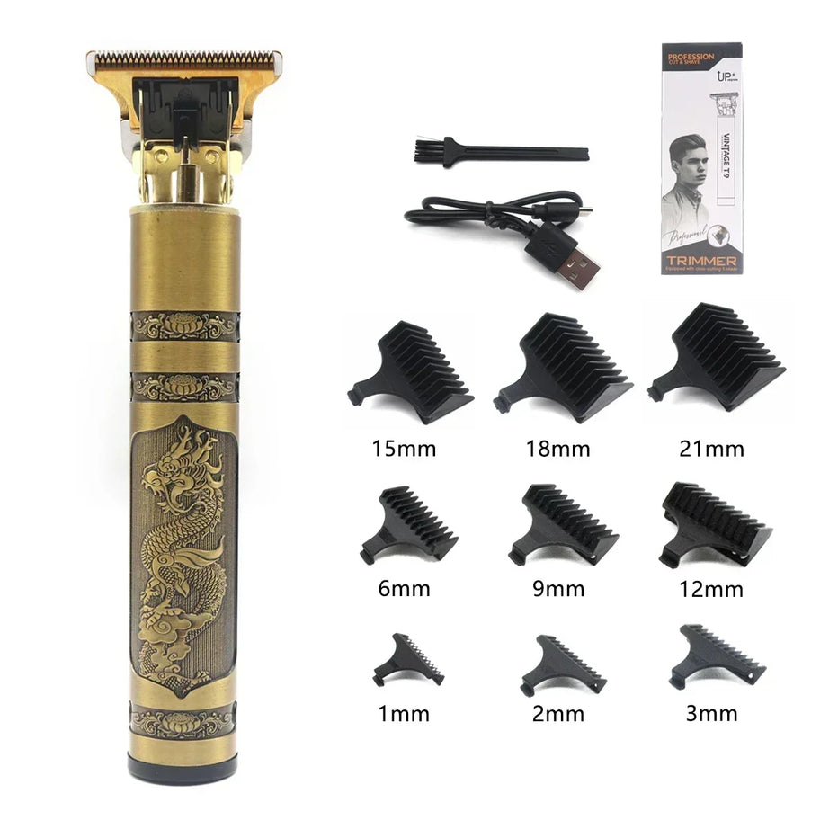 Tondeuse à cheveux professionnelle T9, corps en métal, tondeuse à barbe pour hommes, lame en acier inoxydable, tondeuse à cheveux et à barbe