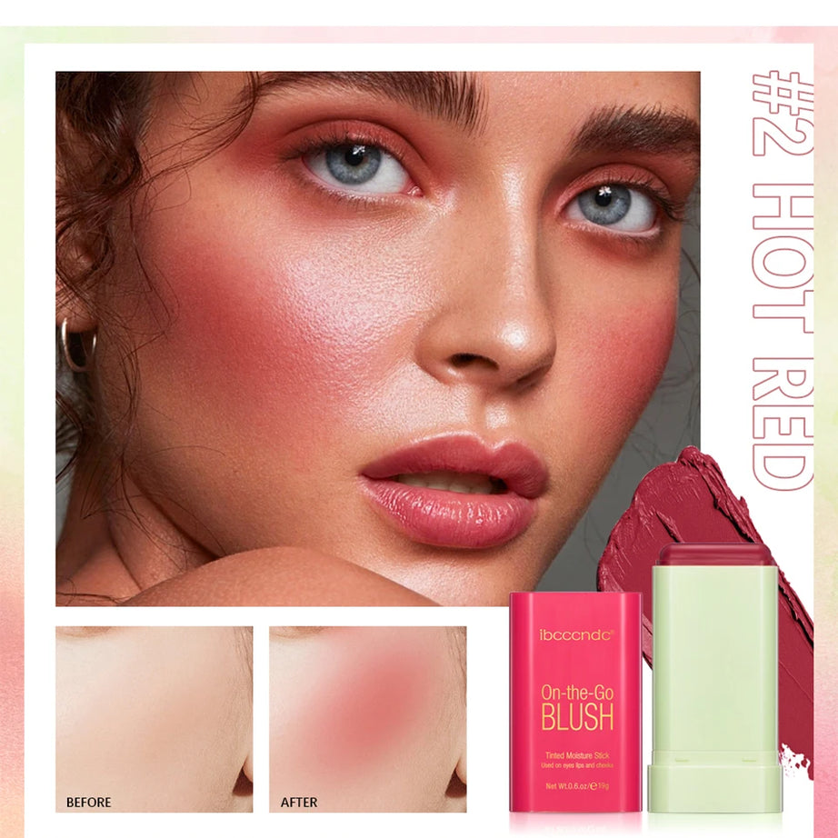 Blush Stick Fonctionnel Maquillage Facile à Colorer Rouge Crème Blush Waterproof Haute Rendu de Couleur Éclat du Teint