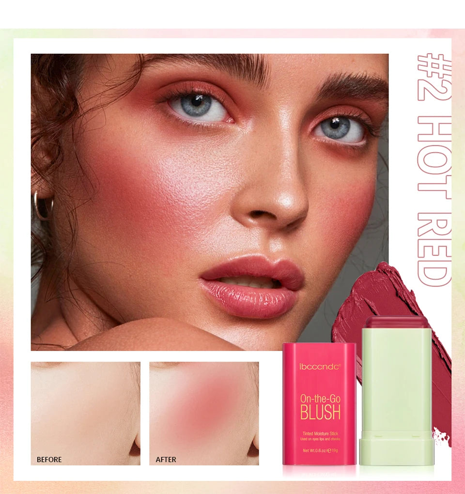 Blush Stick Fonctionnel Maquillage Facile à Colorer Rouge Crème Blush Waterproof Haute Rendu de Couleur Éclat du Teint