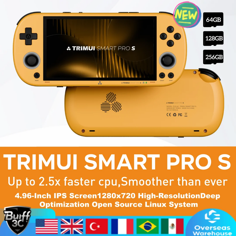 Console de jeu portable Trimui Smart Pro S, écran IPS 4,96 pouces, système Linux, joystick, éclairage RGB, jeu vidéo rétro, cadeau Smartpros