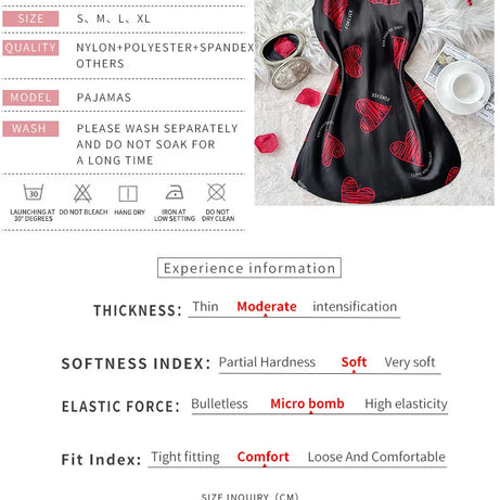 Nuisette en satin à imprimé lèvres rouges pour la Saint-Valentin, mini-robe de nuit dos nu à col en V, vêtements de nuit pour femmes
