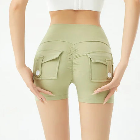 Short de fitness Peach Butt pour femme, pantalon cargo trois-quarts à séchage rapide avec poche, legging de yoga gainant pour l'été