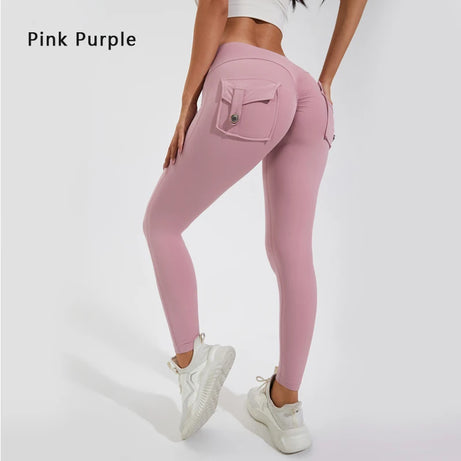 Pantalon de yoga en nylon DIAS FIT JOY, avec poches arrière, effet push-up, respirant et sans coutures apparentes.