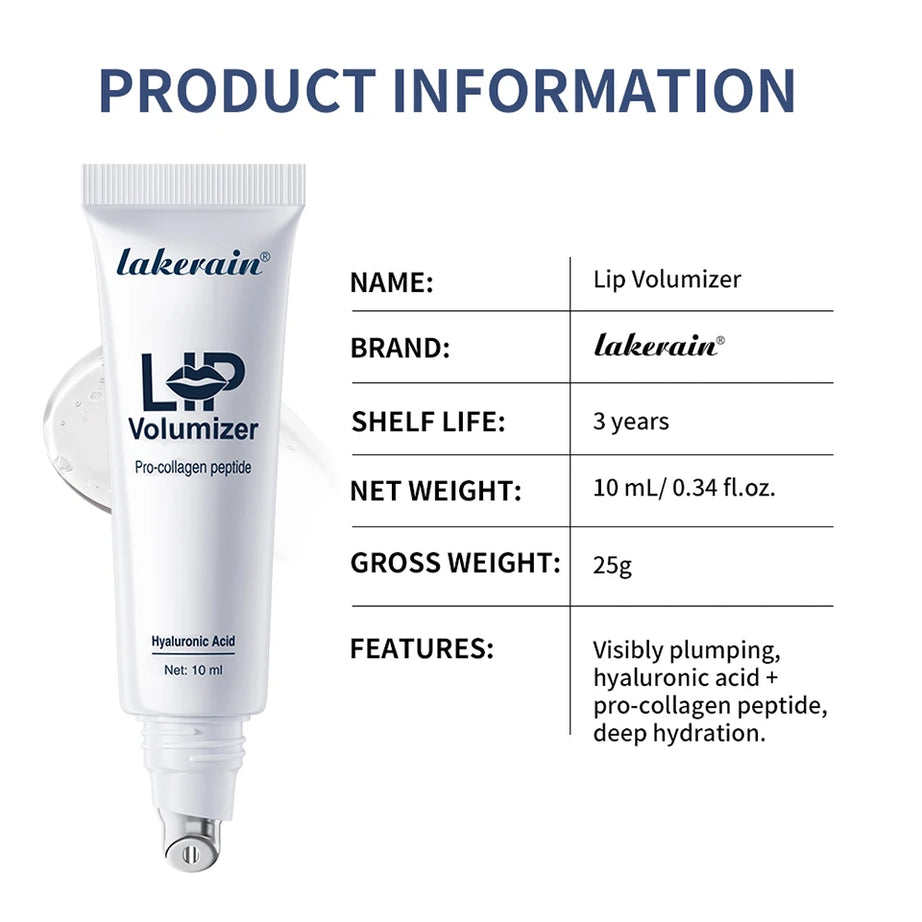 Aceite labial voluminizador instantáneo con ácido hialurónico Lakerain para reducir las líneas de expresión, esencia para el cuidado de los labios, brillo labial hidratante para mujeres.