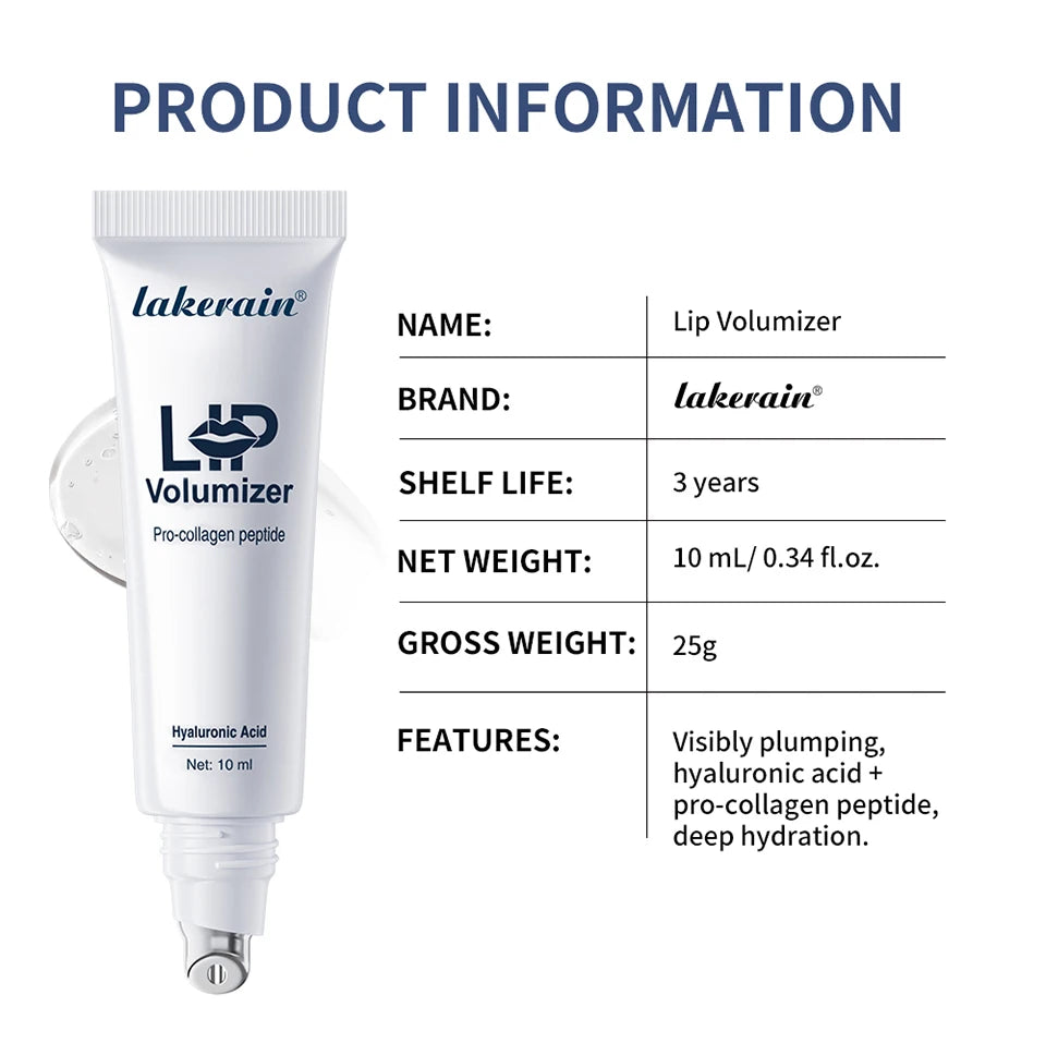Aceite labial voluminizador instantáneo con ácido hialurónico Lakerain para reducir las líneas de expresión, esencia para el cuidado de los labios, brillo labial hidratante para mujeres.